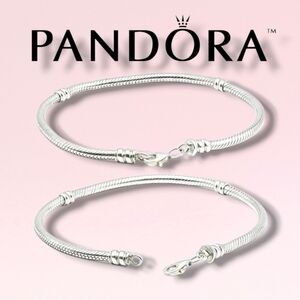 Pandora Sterling Silver Snake Chain Bracelet With Lobster Clasp Claw Clasp